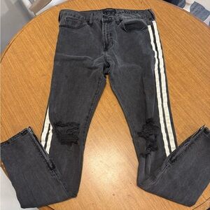 Pacsun mens distressed stacked skinny black jeans size 34x32